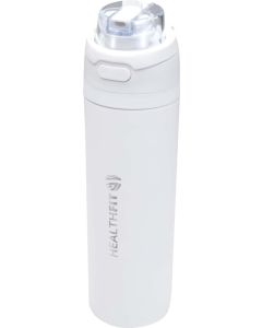 Theron 800 ml RCS Trinkflasche aus recyceltem, einwandigem Edelstahl mit Multifunktionsdeckel und Klappstrohhalm
