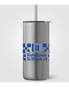 Borealis Recycling-Edelstahlbecher mit Trinkhalm, 475 ml - inkl. Werbedruck