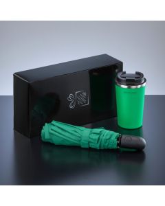 Traveller Set: Nordic-Thermobecher 350 ml & vollautomatischer Schirm