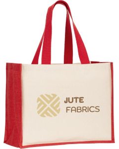 Canvastasche Helsinque Colour, mit Boden und Seiten aus farbig laminierter Jute (350 g/m²)