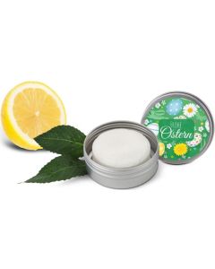 Festes Shampoo Zitrone-Minze, Shampoo Bar 58 g in Metallbox, inkl. Standardmotiv