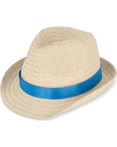 Pflanzlicher Strohhut mit farbigem Band