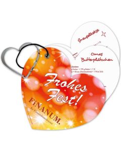 Backförmchen mit Rezeptblock Weihnachtsherz  - inkl. Werbedruck