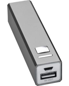 Powerbank 2.200 mAh aus Metall, inkl. Ladekabel