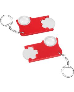 Chiphalter mit 1€-Chip und Lupe, mit Gliederkette