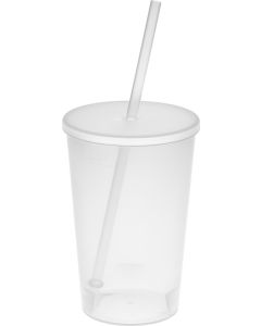 Trinkbecher Vital, 500 ml mit Deckel und Strohhalm