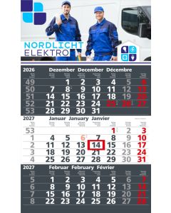 3-Monatswandkalender Solid 3